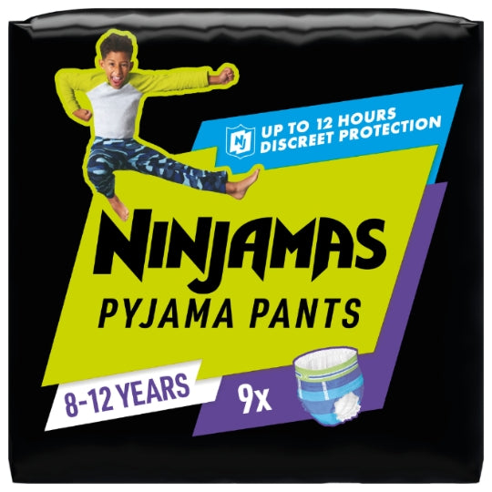 Sous-vêtements de nuit 8-12ans 27-43kg Garçon Ninjamas PAMPERS