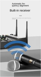 Gsrimgratoe Mélangeur audio 4 canaux avec 1 tirage 2 micros sans Console de mixage avec effet Bluetooth USB pour DJ karaoké PC Guitar