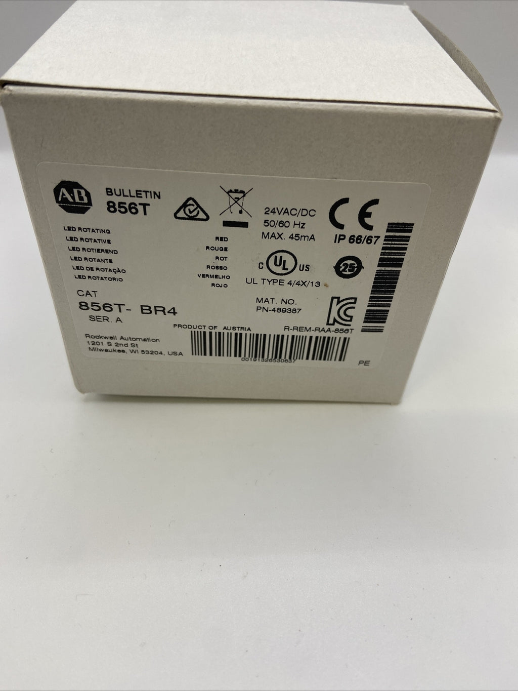 Flash Allen Bradley 856T-BR4 série 856T, Rouge, 24 V NEUF2
