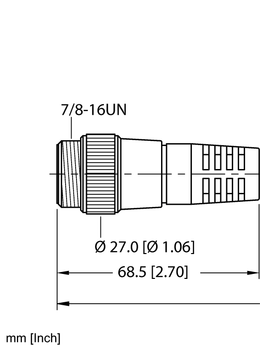 Turck RSM 34-2M CORDSET, A, STRAIGHT MALE, MALE: 14 AWG, 3 PIN, 600V, 15A, 2M5