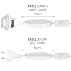 3x douille E27 pour lampes avec anneau de fixation, interrupteur et prise.5