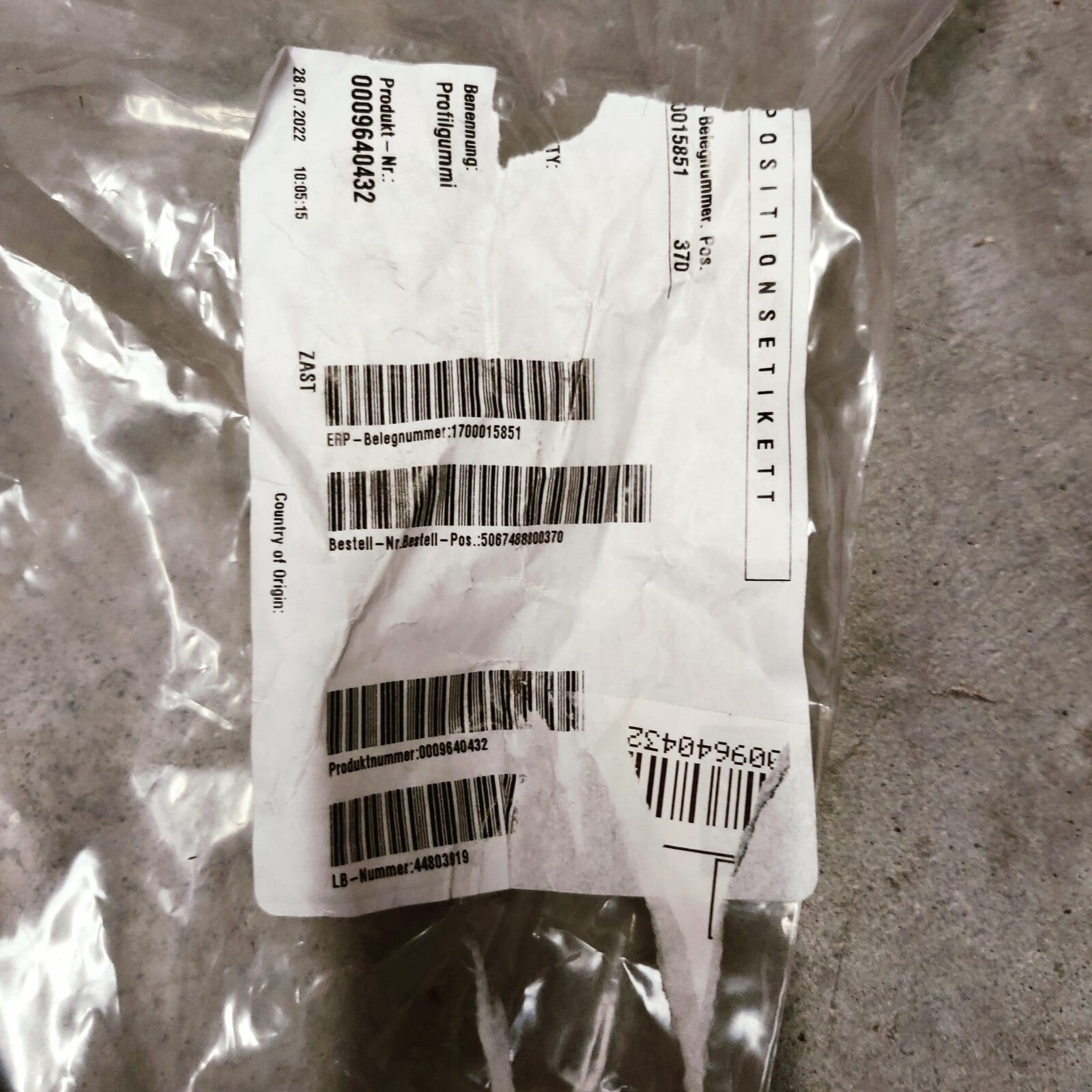 LINDE - Profile caoutchouc - 00096404322