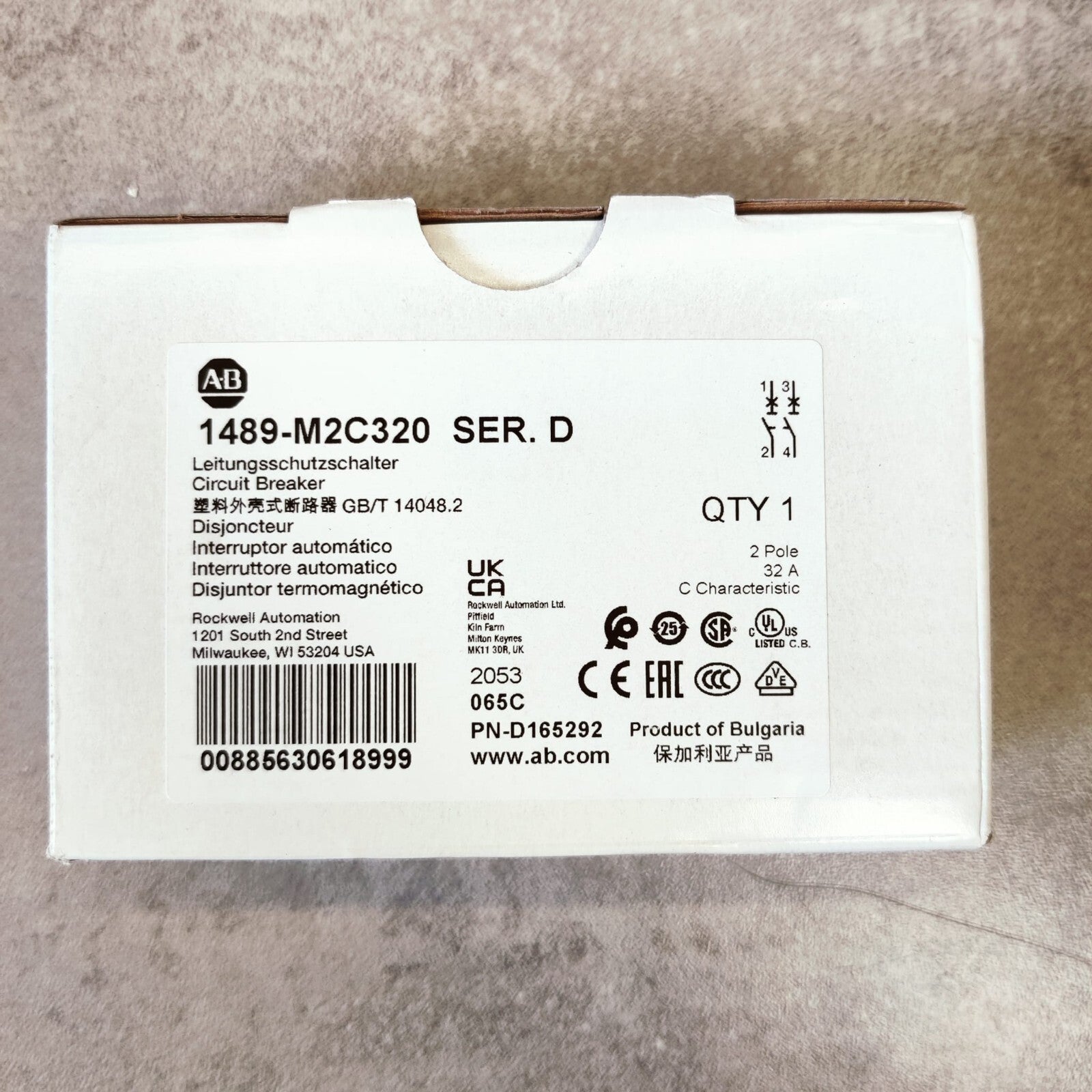 Allen Bradley - Disjoncteur 1489-M2C320 SER.D, 2 pole, 32A4