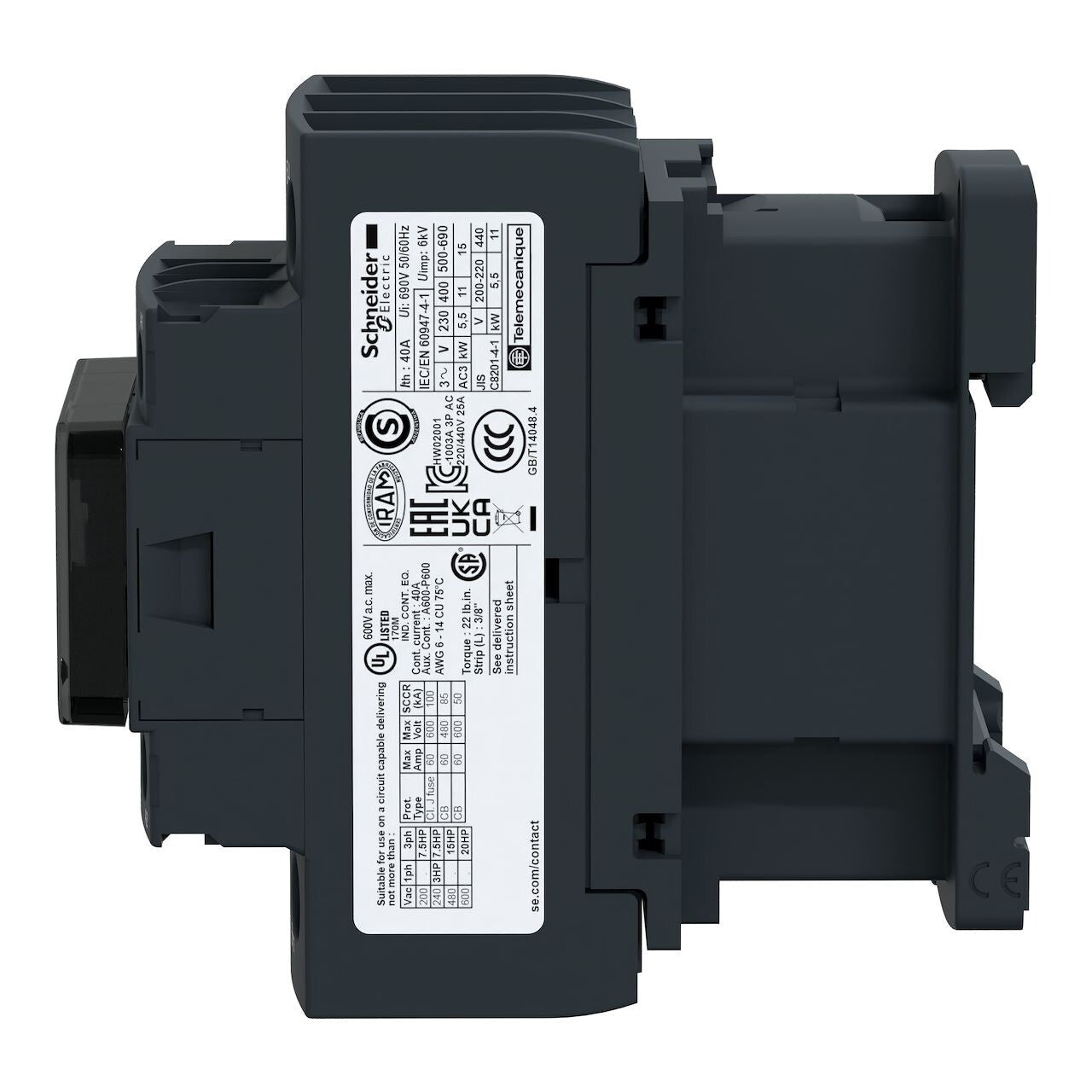 Schneider - TeSys LC1D - Contacteur - 3P - AC-3 440V - 38A - bobine 230V ca3