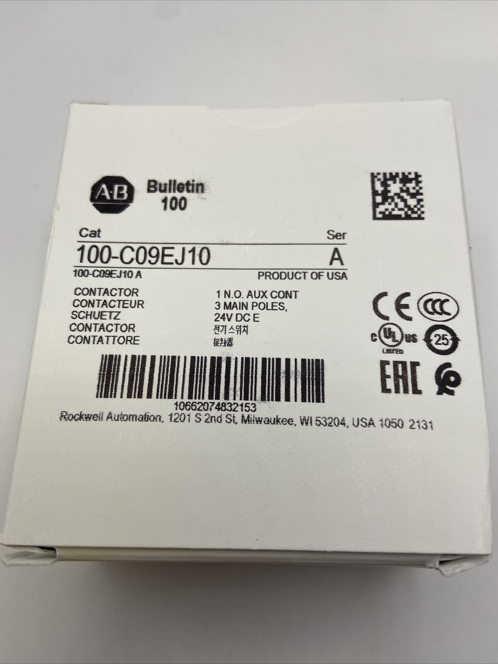 Allen Bradley 100-C09EJ10 contacteur CEI 24 V DC bobine électronique 9 AMP 1N.O.0