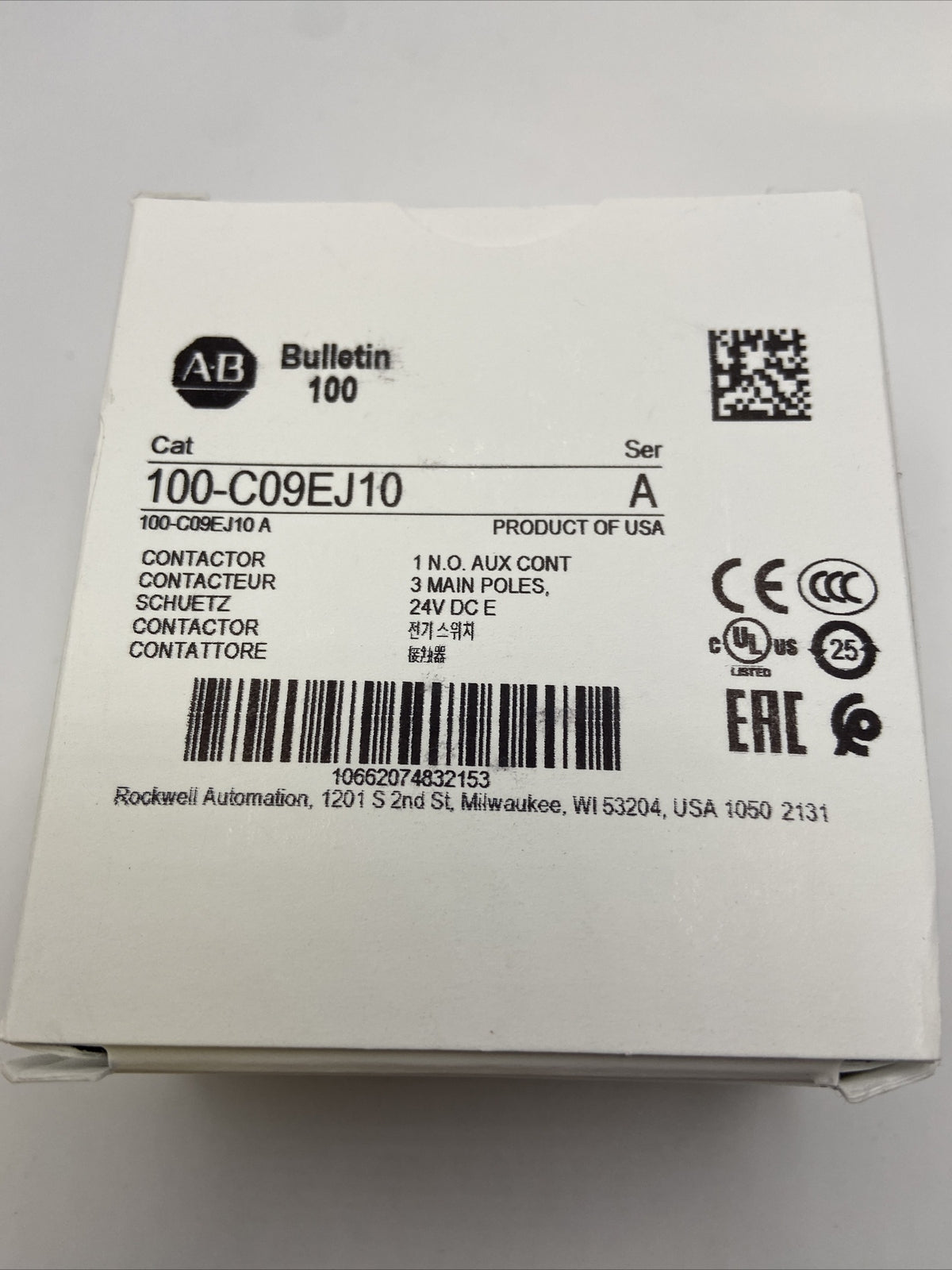 Allen Bradley 100-C09EJ10 contacteur CEI 24 V DC bobine électronique 9 AMP 1N.O.0