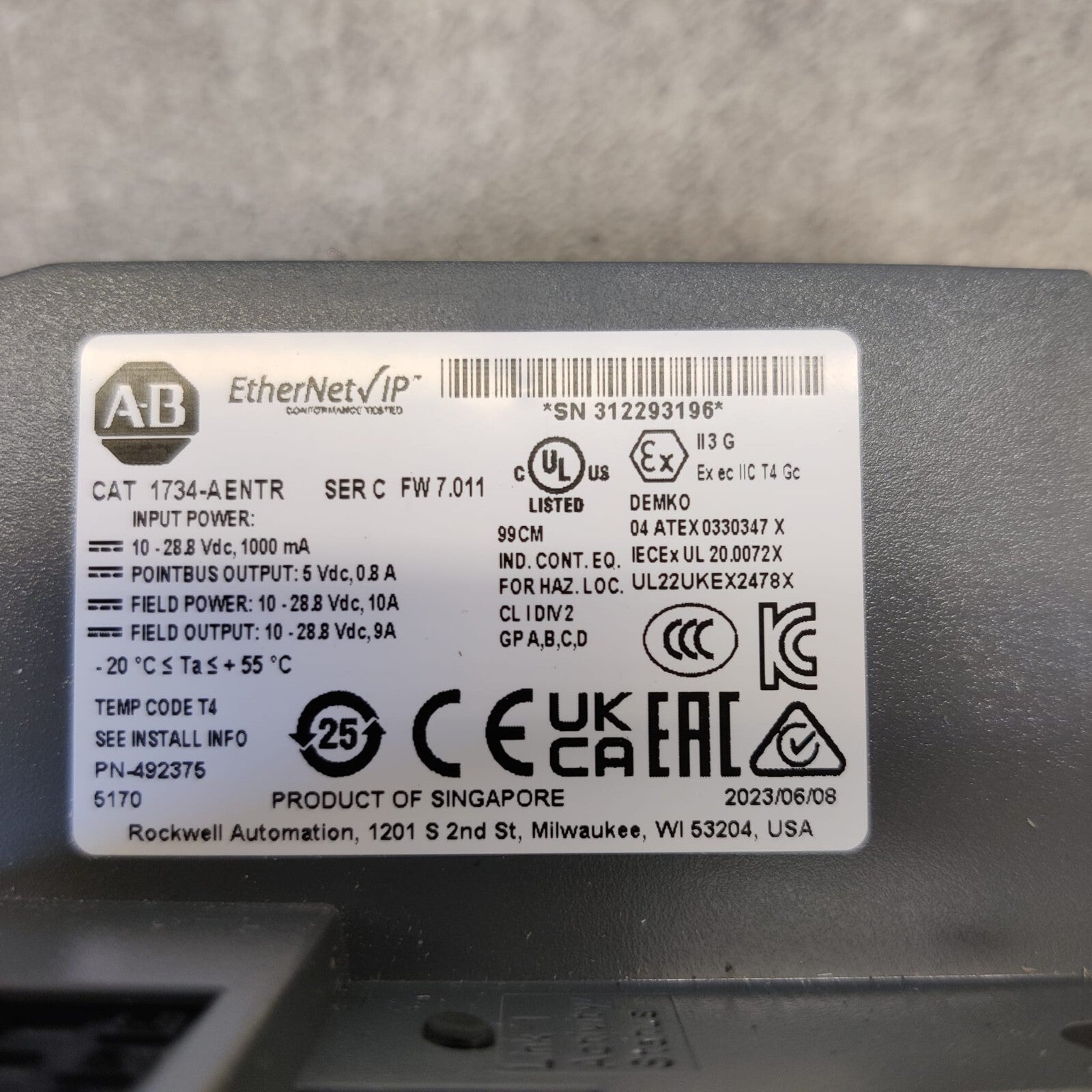 Allen-Bradley 1734-AENTR POINT I/O Dual Port Network Adapter4