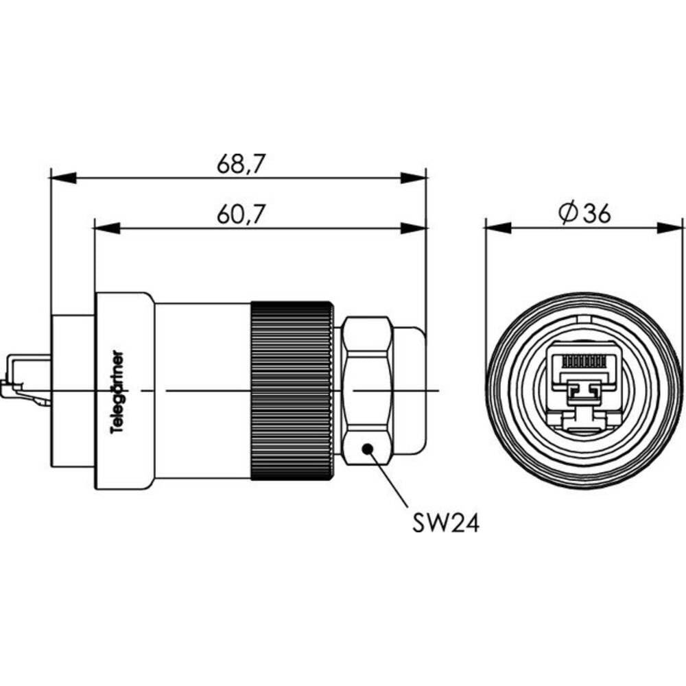 Telegärtner - Fiche RJ45, 8 pôles, 8P8C, Cat 6A, connexion IDC - 10000731