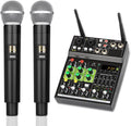 Gsrimgratoe Mélangeur audio 4 canaux avec 1 tirage 2 micros sans Console de mixage avec effet Bluetooth USB pour DJ karaoké PC Guitar