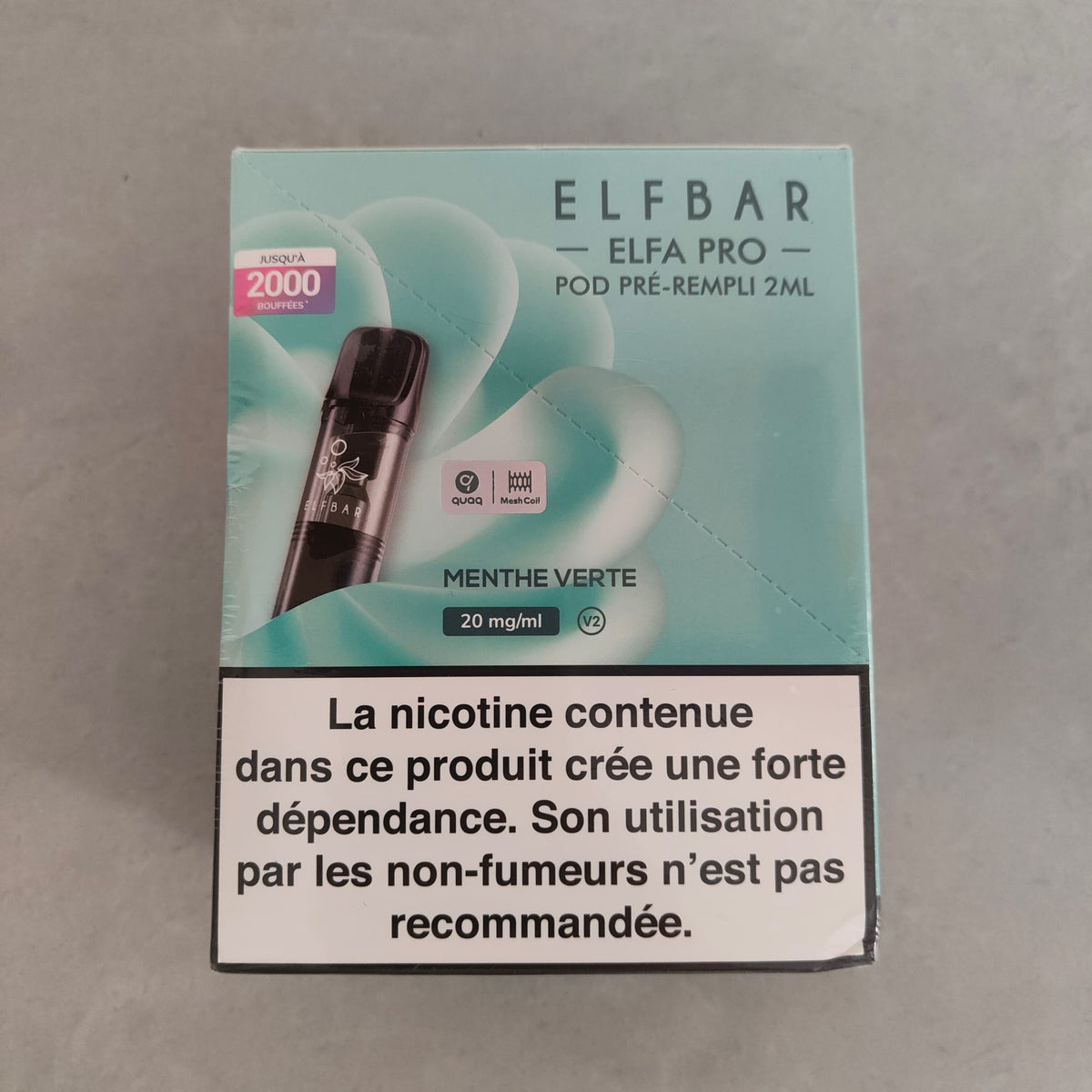 Pack de 10 pods ELFBAR Elfa pro - Menthe Verte 20mg